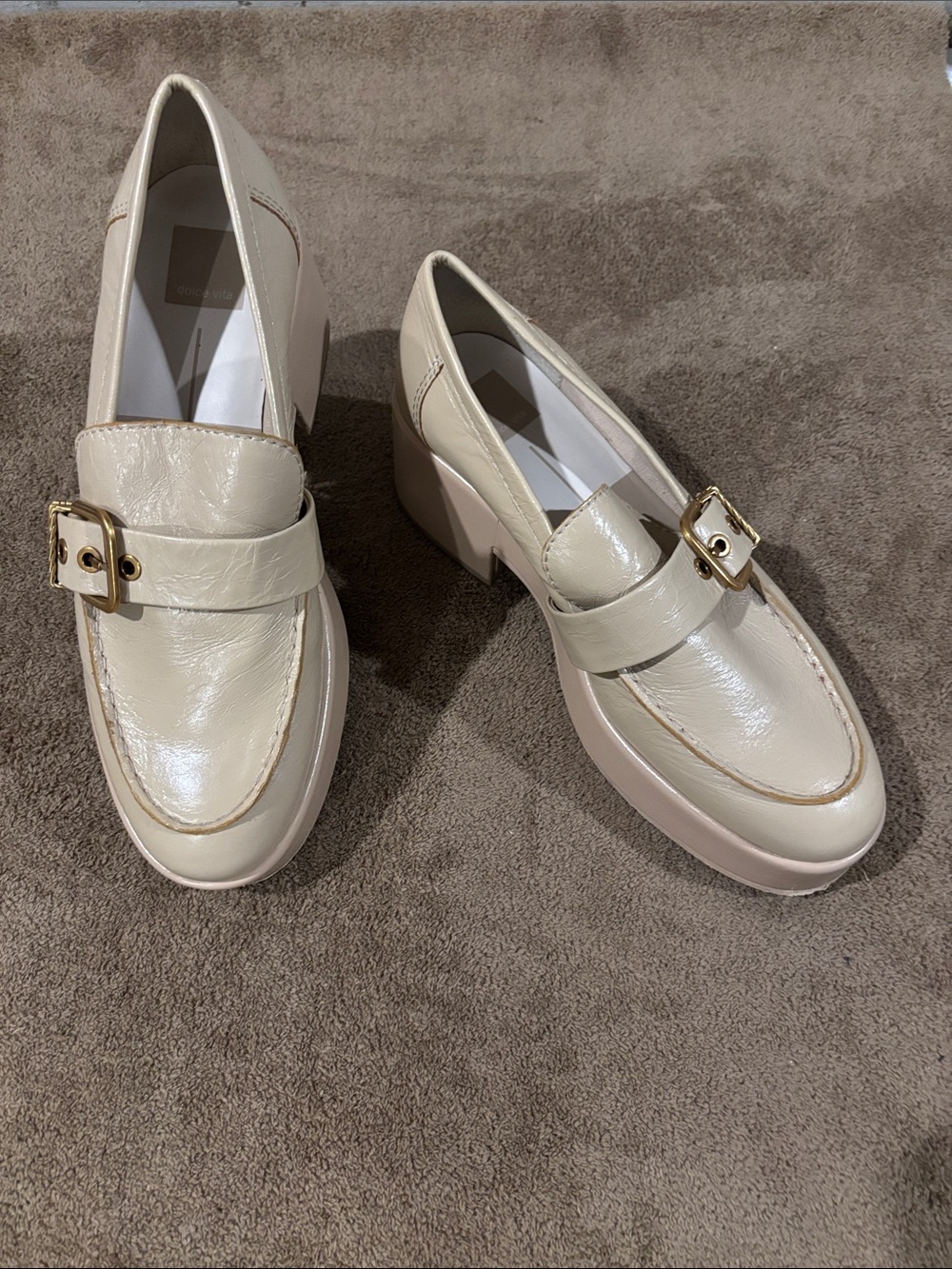 Women’s Cream Platform Loafer Heels